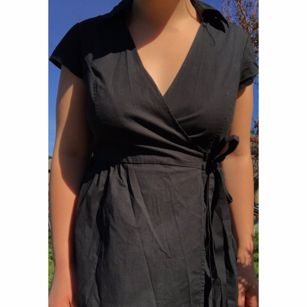 3 for $20/Black collared wrap work dress Merona